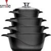 Smile 10 Delige Pannenset - Antiaanbaklaag - Vaatwasser Bestendig - Zwart 2 Smile 10 Delige Pannenset - Antiaanbaklaag - Vaatwasser Bestendig - Zwart -Keukengerei Winkel 1152x1200