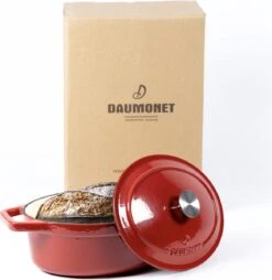 Daumonet Bocuse Rouge Gietijzeren Braadpan - Sudderpan Kersen Rood - Ovaal - Ø 29 Cm - 3 Liter - PFAS & PFOA Vrij - Emaille - Geschikt Voor Alle Warmtebronnen - Elektrisch - Gas - Halogeen - Inductie - Keramisch - Vaatwasserbestendig -Keukengerei Winkel 1168x1200