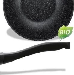 Luxe Swiss Wokpan - Ø 28 Cm - Marmeren Coating - Inductie - Met Glazen Deksel - Zwart -Keukengerei Winkel 1180x1200