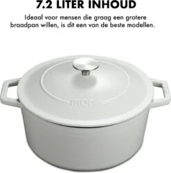 MOA Gietijzeren Braadpan - Inhoud 7,2 Liter - 30CM - Rond - Alle Warmtebronnen - Ook Voor Inductie - Gewicht 7,3 Kg - Wit - C30W -Keukengerei Winkel 1192x1200 13