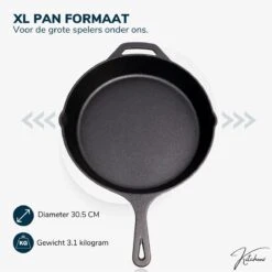 Gietijzeren Pan - Skillet - Koekenpan - BBQ - Koekenpan Inductie - ø32cm - 3.1 KG - Geschikt Voor Alle Warmtebronnen - Inclusief Gratis E-Book -Keukengerei Winkel 1198x1200 10