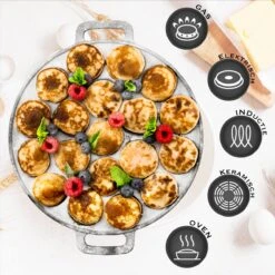 IRONO Poffertjespan Set - Incl. Doseerfles, Kwast En Vork - Poffertjespan Inductie En Electrisch - Poffertjesmaker 19 Poffertjes - Poffertjes Maken - Spuitfles - Cadeau Voor Mannen En Vrouwen -Keukengerei Winkel 1198x1200 17