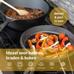 Chefarone Gietijzeren Pan - 2-in-1 Braadpan Inclusief Deksel - Geschikt Voor Alle Warmtebronnen -Keukengerei Winkel 1199x1200 3