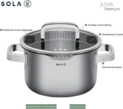 Sola Pannenset Juvia - 4 Delig - Ø 16,16,18,20 Cm - Zilver - RVS - Sandwichbodem -Keukengerei Winkel 1200x1069
