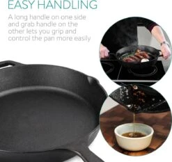 Navaris Gietijzeren Koekenpan - Braadpan Van Gietijzer - Ronde Skillet - Geschikt Voor Alle Warmtebronnen - Ø 30 Cm - Ovenbestendig Tot 260 Graden -Keukengerei Winkel 1200x1133 1