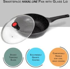 Marble Coating Wokpan Inductie - Met Glazen Deksel - Zwart - 30 Cm -Keukengerei Winkel 1200x1169 2