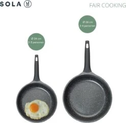 Sola Koekenpan Fair Cooking - Ø 28 Cm - Zwart/wit - Aluminium - Antiaanbaklaag 20 Sola Koekenpan Fair Cooking - Ø 28 Cm - Zwart/wit - Aluminium - Antiaanbaklaag -Keukengerei Winkel 1200x1171 3
