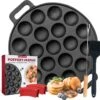 MM Brands Poffertjespan - Poffertjesmaker - Inductie / Oven / BBQ - Inclusief Handvat, Borstel En Vorken -Keukengerei Winkel 1200x1173