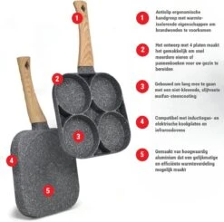 Professionele Koekenpan - Inductie - Voor Eieren / Pannekoeken / Hamburgers - Bakpan - Pan Voor 4 Eieren - Crepe Maker - Pannenkoekenmaker - Braadpan - Anti Aanbaklaag -Keukengerei Winkel 1200x1188 1