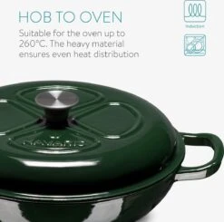 Navaris Gietijzeren Stoofpan Met Deksel- 3,5 Liter Gietijzeren Ovenschaal Van Email - Geschikt Voor Alle Warmtebronnen - Groen -Keukengerei Winkel 1200x1189 5