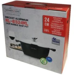 Royalty Line - Marble Soep/braadpan - Met Glazen Deksel Zwart - 24 CM. RL-BS24ML -Keukengerei Winkel 1200x1190 3