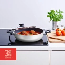 BRABANTIA INDU+ Hapjespan - Keramische Antiaanbaklaag - Met Deksel - Ø 28 Cm - Inductie - Pfas Vrij -Keukengerei Winkel 1200x1200 1022