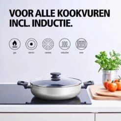 BRABANTIA INDU+ Hapjespan - Keramische Antiaanbaklaag - Met Deksel - Ø 28 Cm - Inductie - Pfas Vrij -Keukengerei Winkel 1200x1200 1025