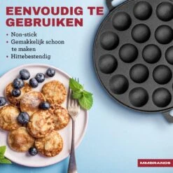 MM Brands Poffertjespan - Poffertjesmaker - Inductie / Oven / BBQ - Inclusief Handvat, Borstel En Vorken -Keukengerei Winkel 1200x1200 1079