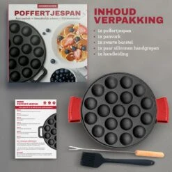 MM Brands Poffertjespan - Poffertjesmaker - Inductie / Oven / BBQ - Inclusief Handvat, Borstel En Vorken -Keukengerei Winkel 1200x1200 1081