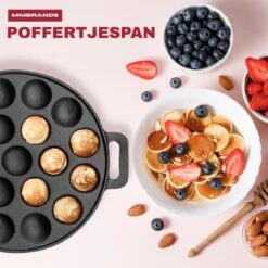 MM Brands Poffertjespan - Poffertjesmaker - Inductie / Oven / BBQ - Inclusief Handvat, Borstel En Vorken -Keukengerei Winkel 1200x1200 1082