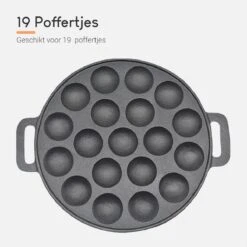 Ocina Poffertjespan– 19 Poffertjes – Poffertjesmaker – Poffertjespan Inductie – Poffertjespan Electrisch – Gietijzeren Pan – Inclusief Warmtebestendige Handvaten– Gratis Receptenboek -Keukengerei Winkel 1200x1200 1086