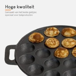 Ocina Poffertjespan – Combo Pack – 19 Poffertjes – Poffertjesmaker – Poffertjespan Inductie – Poffertjespan Electrisch – Gietijzeren Pan - Inclusief Doseerfles, Handvaten, 6x Poffertjesvorken En Invetkwast – Gratis Receptenboek -Keukengerei Winkel 1200x1200 1118