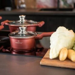 Herenthal Pannenset Inductie - Luxe 10-delige Koekenpan Inductie - Voor Alle Warmtebronnen - Pannen Met Glazen Deksels En Koudgrepen - Burgundy -Keukengerei Winkel 1200x1200 121