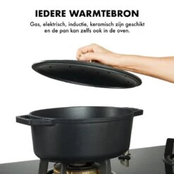 MOA Gietijzeren Braadpan - Inhoud 4,7 Liter - 29CM - Ovaal - Alle Warmtebronnen - Ook Voor Inductie - Gewicht 5,7 Kg - Zwart - C29B -Keukengerei Winkel 1200x1200 1237