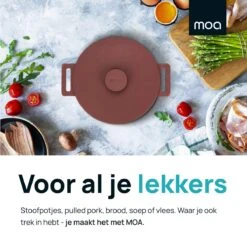 MOA Gietijzeren Braadpan - Inhoud 4,75 Liter - 26CM - Rond - Alle Warmtebronnen - Ook Voor Inductie - Gewicht 5,8 Kg - Bordeaux Rood - MC26BR -Keukengerei Winkel 1200x1200 1254