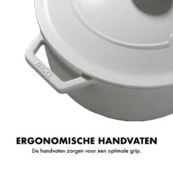 MOA Gietijzeren Braadpan - Inhoud 5,7 Liter - 26CM - Rond - Alle Warmtebronnen - Ook Voor Inductie - Gewicht 5,8 Kg - Wit - C26W -Keukengerei Winkel 1200x1200 1267