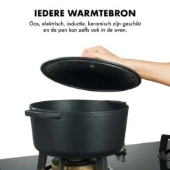 MOA Gietijzeren Braadpan - Inhoud 5,7 Liter - 26CM - Rond - Alle Warmtebronnen - Ook Voor Inductie - Gewicht 5,8 Kg - Zwart - C26B -Keukengerei Winkel 1200x1200 1285