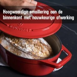 Daumonet Bocuse Rouge Gietijzeren Braadpan - Sudderpan Kersen Rood - Ovaal - Ø 29 Cm - 3 Liter - PFAS & PFOA Vrij - Emaille - Geschikt Voor Alle Warmtebronnen - Elektrisch - Gas - Halogeen - Inductie - Keramisch - Vaatwasserbestendig -Keukengerei Winkel 1200x1200 1320