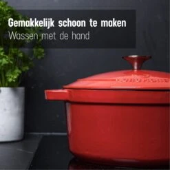 Daumonet Carême Rouge Gietijzeren Braadpan - Sudderpan Kersen Rood - Rond - Ø26 Cm - 4,4 Liter - PFAS & PFOA Vrij - Emaille - Geschikt Voor Alle Warmtebronnen - Elektrisch - Gas - Halogeen - Inductie - Keramisch - Vaatwasserbestendig -Keukengerei Winkel 1200x1200 1336