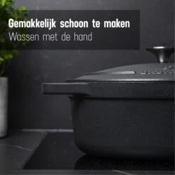 Gietijzeren Braadpan - Sudderpan Zwart Van Daumonet - Ovaal - Ø 29 Cm - 3 Liter - 100% PFAS & PFOA Vrij - Emaille - Geschikt Voor Alle Warmtebronnen - Elektrisch - Gas - Halogeen - Inductie - Keramisch - Vaatwasserbestendig -Keukengerei Winkel 1200x1200 1347