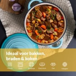 Chefarone Gietijzeren Pan - Braadpan Inclusief Deksel - Geschikt Voor Alle Warmtebronnen - Geëmailleerd Blauw 16 Chefarone Gietijzeren Pan - Braadpan Inclusief Deksel - Geschikt Voor Alle Warmtebronnen - Geëmailleerd Blauw -Keukengerei Winkel 1200x1200 1370