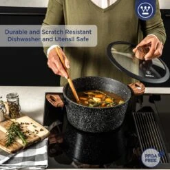 Westinghouse Kookpan/Braadpan Inductie - Ø 24 Cm - Zwart Marmer - Speciale Editie -Keukengerei Winkel 1200x1200 14