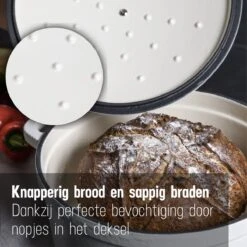 Daumonet Carême Blanc Gietijzeren Braadpan - Sudderpan Wit - Rond - Ø 26 Cm - 4,4 Liter - 100% PFAS & PFOA Vrij - Emaille - Geschikt Voor Alle Warmtebronnen - Elektrisch - Gas - Halogeen - Inductie - Keramisch - Vaatwasserbestendig -Keukengerei Winkel 1200x1200 1401