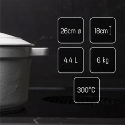 Daumonet Carême Blanc Gietijzeren Braadpan - Sudderpan Wit - Rond - Ø 26 Cm - 4,4 Liter - 100% PFAS & PFOA Vrij - Emaille - Geschikt Voor Alle Warmtebronnen - Elektrisch - Gas - Halogeen - Inductie - Keramisch - Vaatwasserbestendig -Keukengerei Winkel 1200x1200 1405