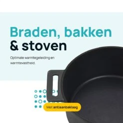 MOA Gietijzeren Braadpan - Inhoud 7,1 Liter - 29CM - Rond - Alle Warmtebronnen - Ook Voor Inductie - Gewicht 7,6 Kg - Zwart - MC29B -Keukengerei Winkel 1200x1200 1410