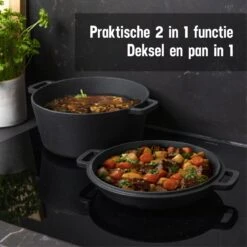Daumonet Ducasse Gietijzeren Double Use Braadpan - Combi Sudderpan Zwart - 2-in-1 Bak- En Braadpan - PFAS & PFOA Vrij - Rond - Ø 26 Cm - 4,4 Liter - Emaille - Alle Warmtebronnen - Elektrisch - Gas - Halogeen - Inductie - Keramisch 14 Daumonet Ducasse Gietijzeren Double Use Braadpan - Combi Sudderpan Zwart - 2-in-1 Bak- En Braadpan - PFAS & PFOA Vrij - Rond - Ø 26 Cm - 4,4 Liter - Emaille - Alle Warmtebronnen - Elektrisch - Gas - Halogeen - Inductie - Keramisch -Keukengerei Winkel 1200x1200 1436