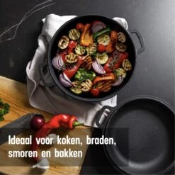 Daumonet Ducasse Gietijzeren Double Use Braadpan - Combi Sudderpan Zwart - 2-in-1 Bak- En Braadpan - PFAS & PFOA Vrij - Rond - Ø 26 Cm - 4,4 Liter - Emaille - Alle Warmtebronnen - Elektrisch - Gas - Halogeen - Inductie - Keramisch 15 Daumonet Ducasse Gietijzeren Double Use Braadpan - Combi Sudderpan Zwart - 2-in-1 Bak- En Braadpan - PFAS & PFOA Vrij - Rond - Ø 26 Cm - 4,4 Liter - Emaille - Alle Warmtebronnen - Elektrisch - Gas - Halogeen - Inductie - Keramisch -Keukengerei Winkel 1200x1200 1437
