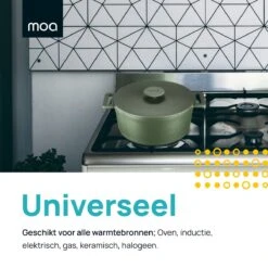 MOA Gietijzeren Braadpan - Inhoud 4,75 Liter - 26CM - Rond - Alle Warmtebronnen - Ook Voor Inductie - Gewicht 5,8 Kg - Olijfgroen - MC26OG -Keukengerei Winkel 1200x1200 1448