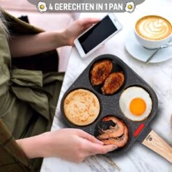 W&Z® Pannenkoekenpan Inductie - Pancake Pan - Omeletpan - Omeletmaker -Eierpan- Anti Aanbak - 4 Vakjes -Keukengerei Winkel 1200x1200 1464