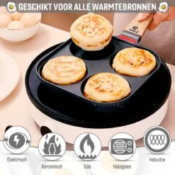W&Z® Pannenkoekenpan Inductie - Pancake Pan - Omeletpan - Omeletmaker -Eierpan- Anti Aanbak - 4 Vakjes -Keukengerei Winkel 1200x1200 1465