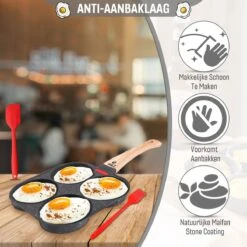 W&Z® Pannenkoekenpan Inductie - Pancake Pan - Omeletpan - Omeletmaker -Eierpan- Anti Aanbak - 4 Vakjes -Keukengerei Winkel 1200x1200 1467