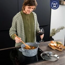 Westinghouse Kookpan/Braadpan Inductie - Ø 28 Cm - Grijs Graniet - Met Deksel - PFOA Vrij -Keukengerei Winkel 1200x1200 150