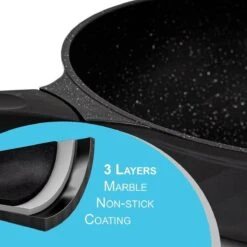 Marble Coating Wokpan Inductie - Met Glazen Deksel - Zwart - 30 Cm -Keukengerei Winkel 1200x1200 347