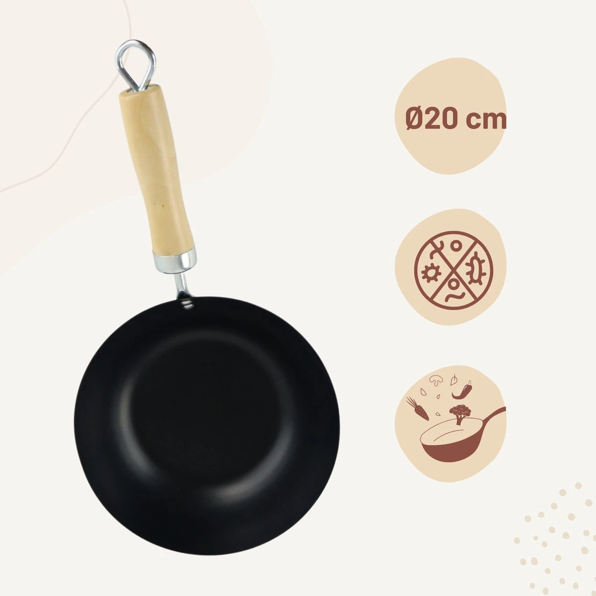 Orange85 Wokpan - Non Stick - Zwart - 20 Cm - Geschikt Voor Gas 7 Orange85 Wokpan - Non Stick - Zwart - 20 Cm - Geschikt Voor Gas - Afbeelding 5