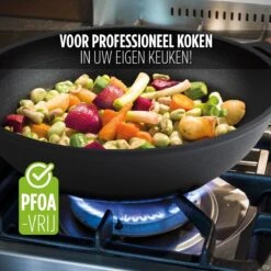 Rosmarino Black Line - Wokpan - Ø30cm - 100% PFAS & PFOA Vrij - Gegoten Aluminium - Non-stick Minerale Coating - Ergonomische Handgreep - Geschikt Voor Alle Warmtebronnen & Vaatwasser -Keukengerei Winkel 1200x1200 350