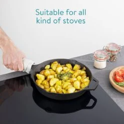 Navaris Gietijzeren Koekenpan - Braadpan Van Gietijzer - Ronde Skillet - Geschikt Voor Alle Warmtebronnen - Ø 30 Cm - Ovenbestendig Tot 260 Graden -Keukengerei Winkel 1200x1200 383