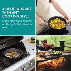 Navaris Gietijzeren Koekenpan - Braadpan Van Gietijzer - Ronde Skillet - Geschikt Voor Alle Warmtebronnen - Ø 30 Cm - Ovenbestendig Tot 260 Graden -Keukengerei Winkel 1200x1200 384