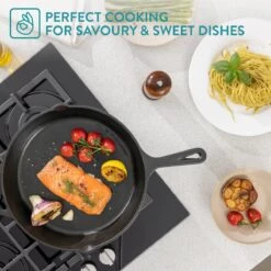 Navaris Gietijzeren Koekenpan - Braadpan Van Gietijzer - Ronde Skillet - Geschikt Voor Alle Warmtebronnen - Ø 30 Cm - Ovenbestendig Tot 260 Graden -Keukengerei Winkel 1200x1200 385