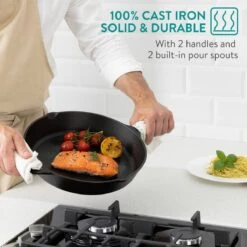 Navaris Gietijzeren Koekenpan - Braadpan Van Gietijzer - Ronde Skillet - Geschikt Voor Alle Warmtebronnen - Ø 30 Cm - Ovenbestendig Tot 260 Graden -Keukengerei Winkel 1200x1200 387