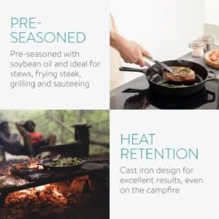 Navaris Gietijzeren Koekenpan - Braadpan Van Gietijzer - Ronde Skillet - Geschikt Voor Alle Warmtebronnen - Ø 30 Cm - Ovenbestendig Tot 260 Graden -Keukengerei Winkel 1200x1200 392